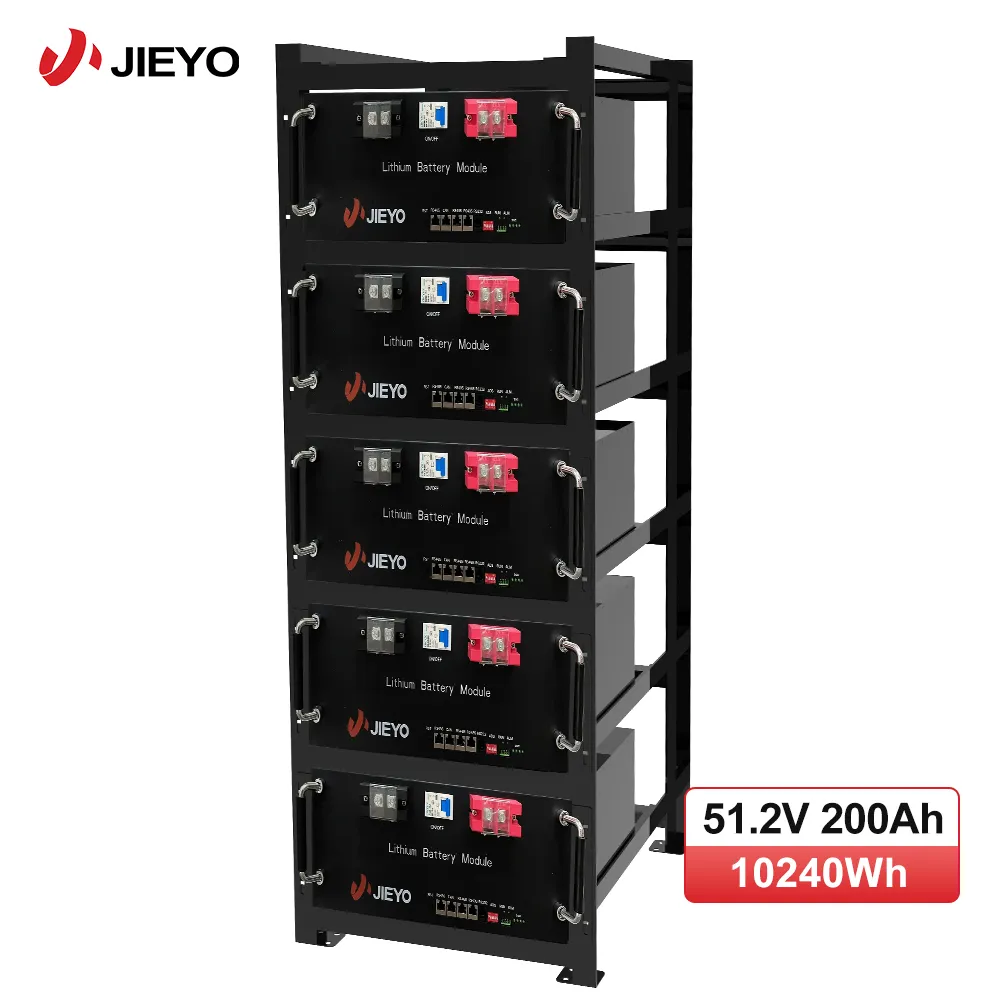 JIEYO 51.2V 200Ah 10240Wh Stacked Rack-Mounted Energy Storage System White Background Main Product Image