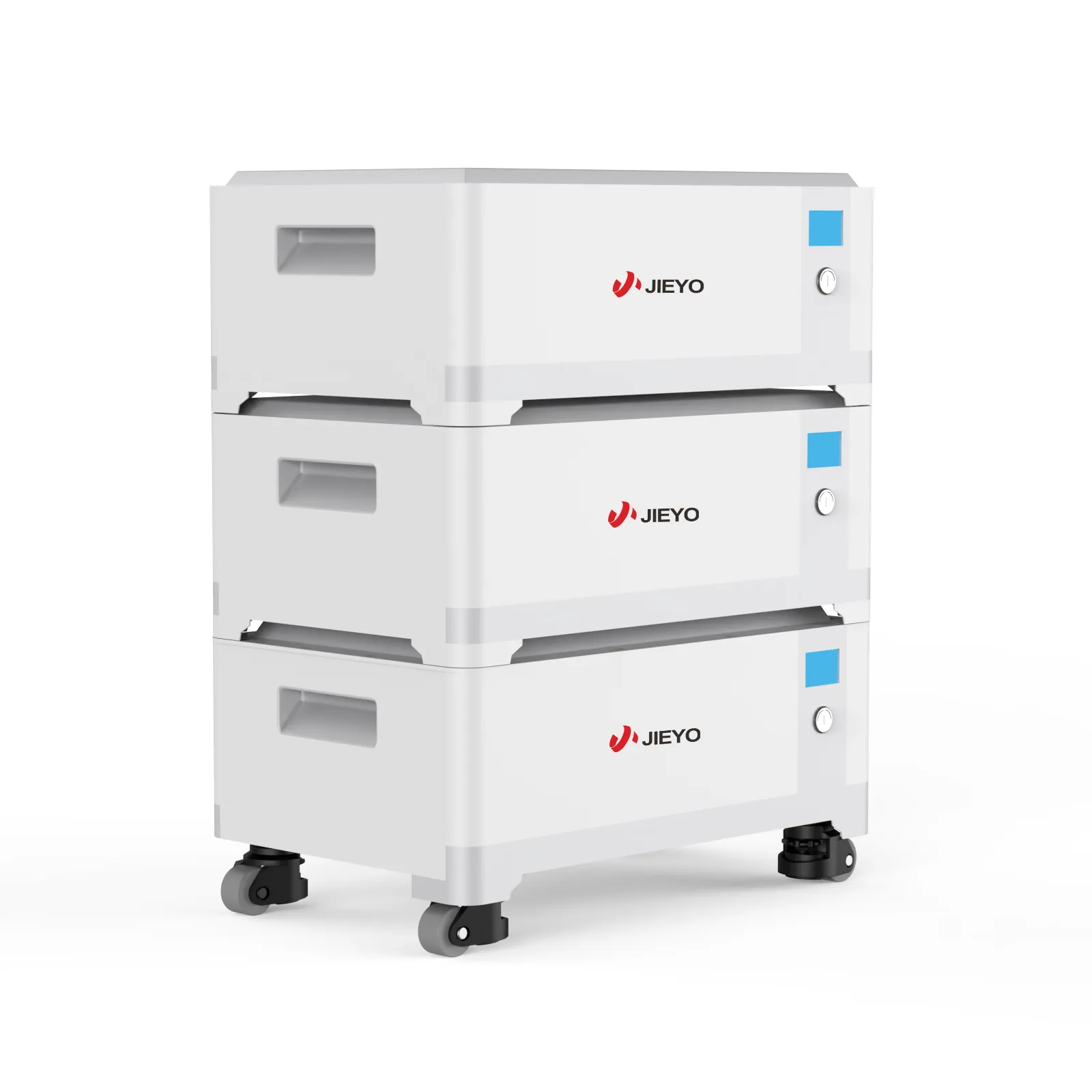 Jieyo 3-tier stacked modular home lifepo4 energy storage system 45 degree three quarter view white background main product image